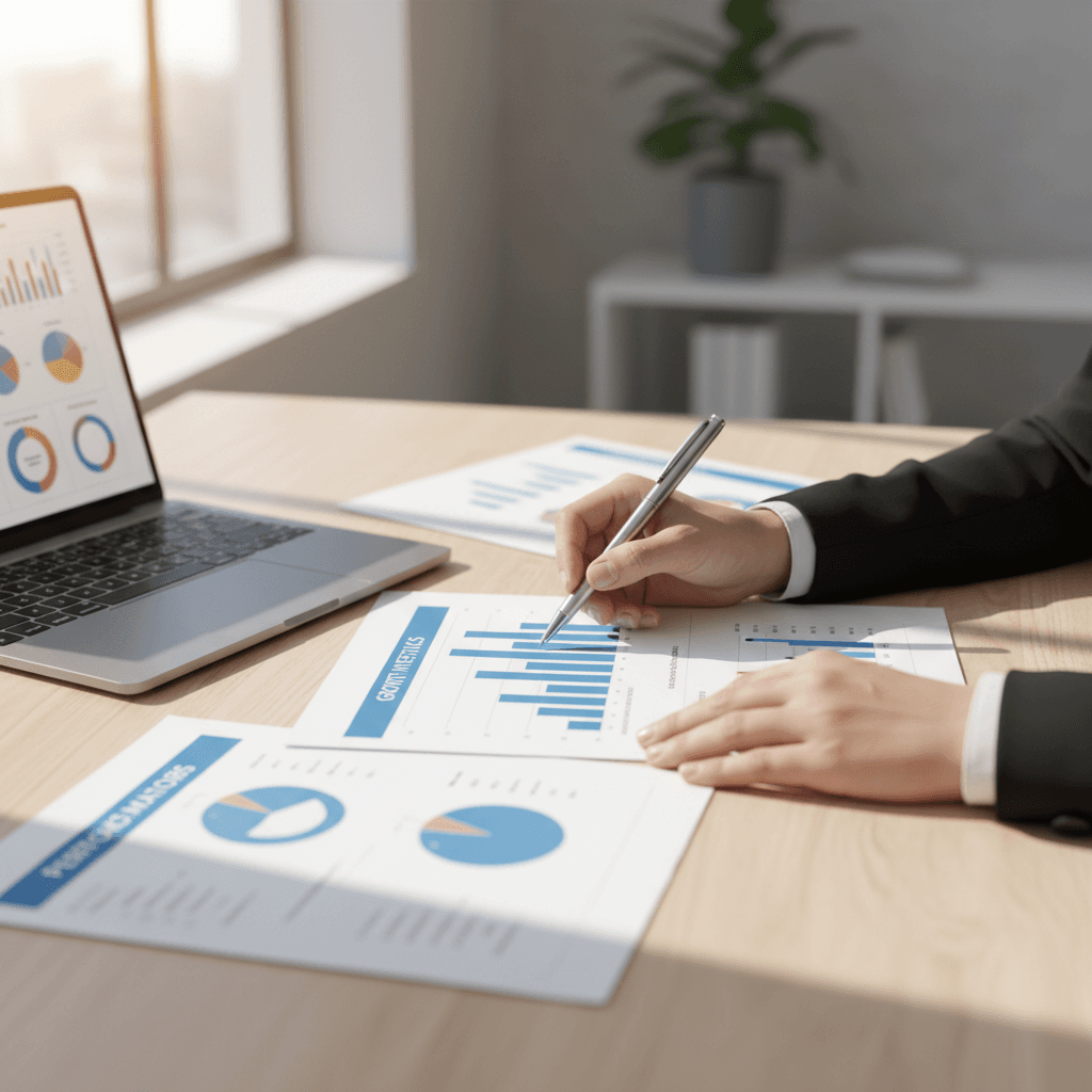Financial review meeting with small business owner